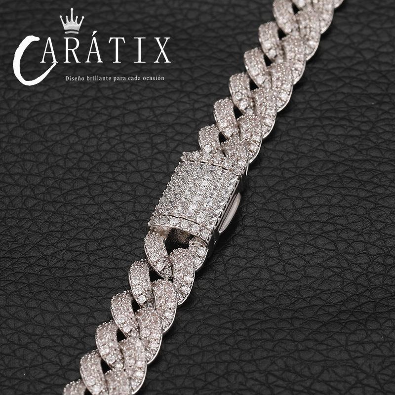 CARÁTIX 8MM Miami Cuban Chain Necklace – Hip Hop Iced Out Jewelry with 3A+ CZ Stones for Men & Women