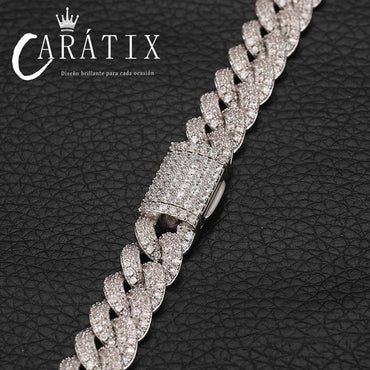 CARÁTIX 8MM Miami Cuban Chain Necklace – Hip Hop Iced Out Jewelry with 3A+ CZ Stones for Men & Women