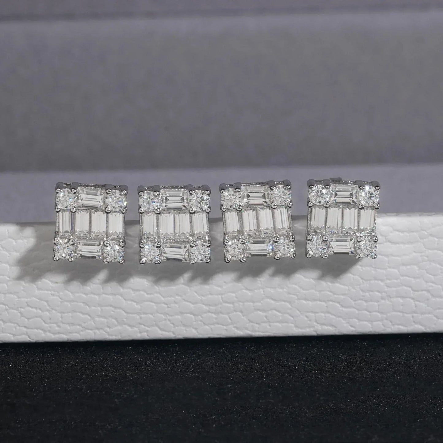 S925 Silver Moissanite Inspired Square Stud Earrings - CaratixJewelry