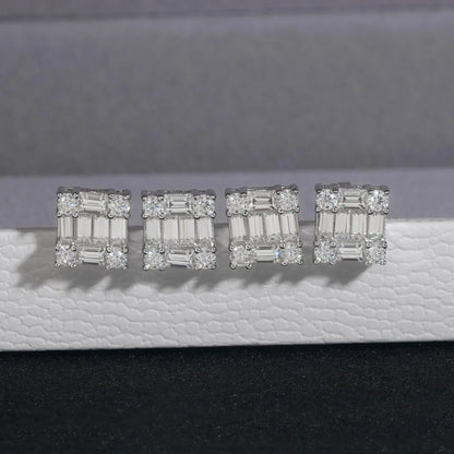 S925 Silver Moissanite Inspired Square Stud Earrings - CaratixJewelry