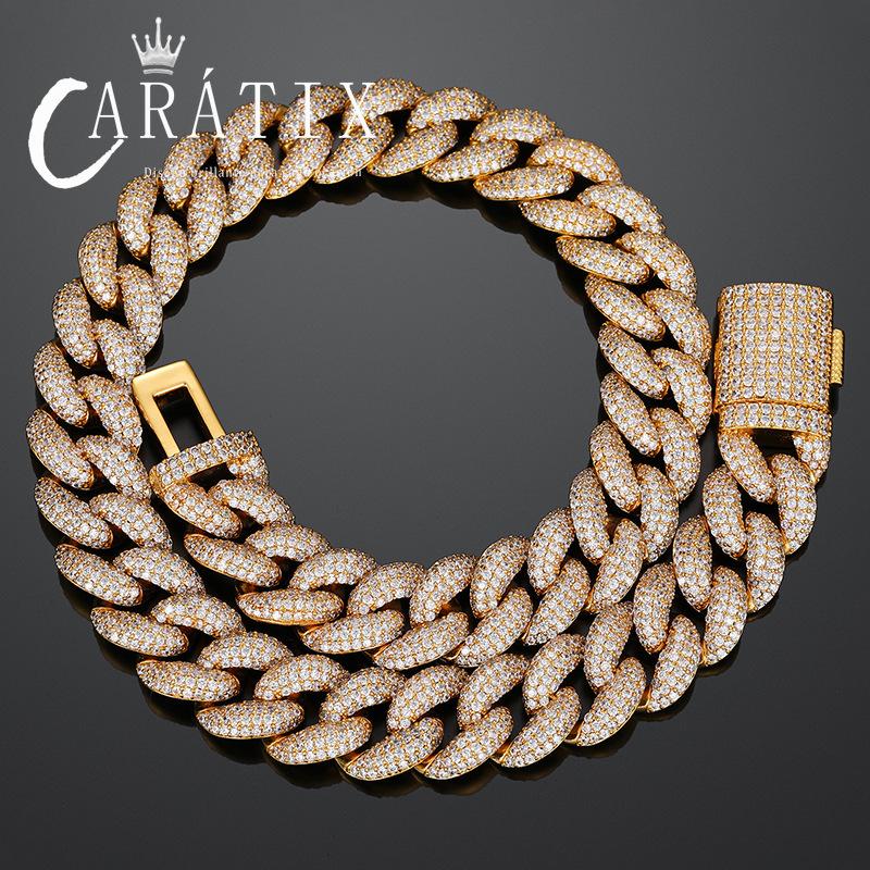 CARÁTIX 20mm 4-Row Cuban Chain | Claw Set CZ Iced Out Hip Hop Necklace for Men