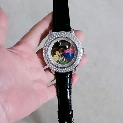 Luxury Mechanical Iced Out Watch Big Face Leather | Caratix