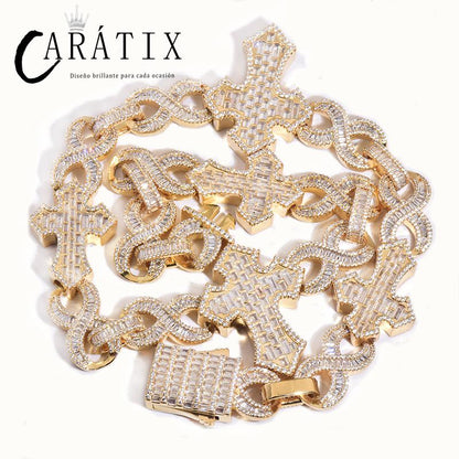 CARÁTIX Hip Hop Iced Out Crosses Infinity Link Chain Necklace – CZ Jewelry in Gold & Silver for Men & Women