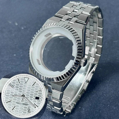 40mm Land-Dweller Watch Case & Dial Kit | Fits NH35 Miyota 8215 | 316L Stainless Steel Automatic Mechanical Case | Custom Iced Out Watch Base | Caratix