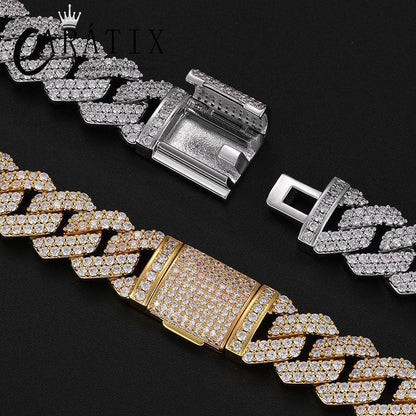 CARÁTIX 14mm Square Cuban Link Chain Necklace – 5A CZ Iced Out Hip Hop Bling Jewelry for Men | Solid Rapper Gift - CaratixJewelry