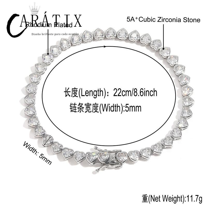 CARÁTIX - Hip Hop Bing Iced Out Heart Shape CZ Stone Tennis Link Chain Chokers Necklaces for Men Women Unisex Lovers Rapper Jewelry Gift Valentine's Day Gift for Men & Girls & Boys Mothers' Day Gift #Springtok