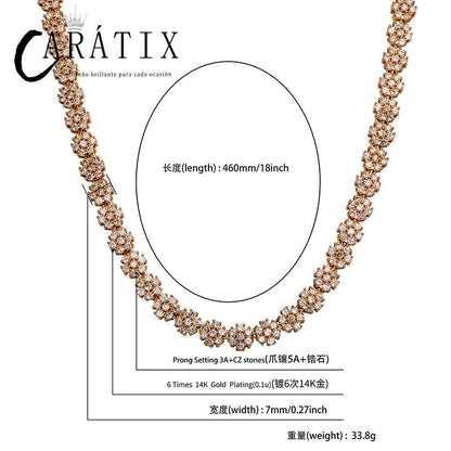 CARÁTIX Flower Tennis Chain | Iced Out Hip Hop Necklace for Men & Women