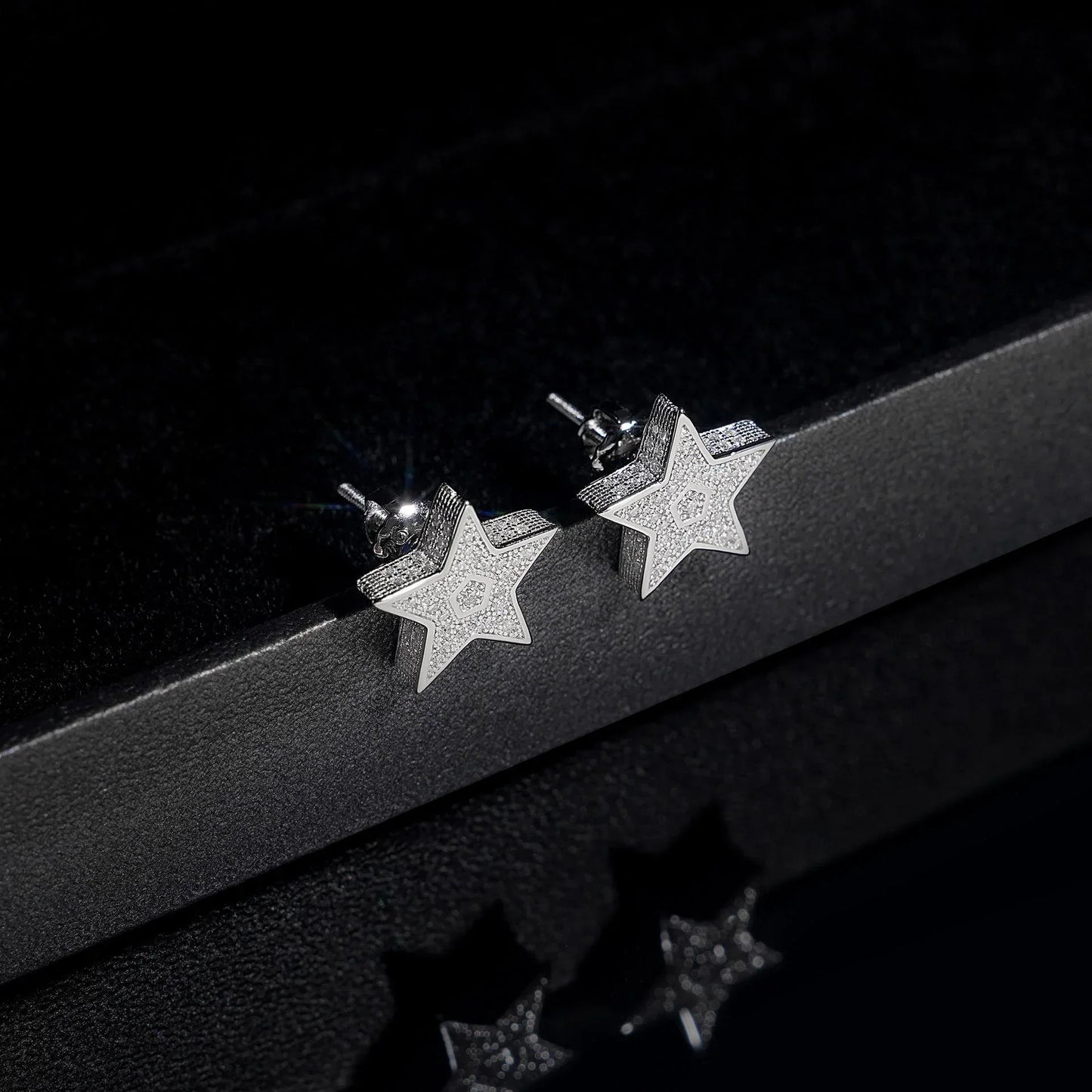 S925 Silver Star Shape Moissanite Hoop Stud Earrings Minimal Style - CaratixJewelry