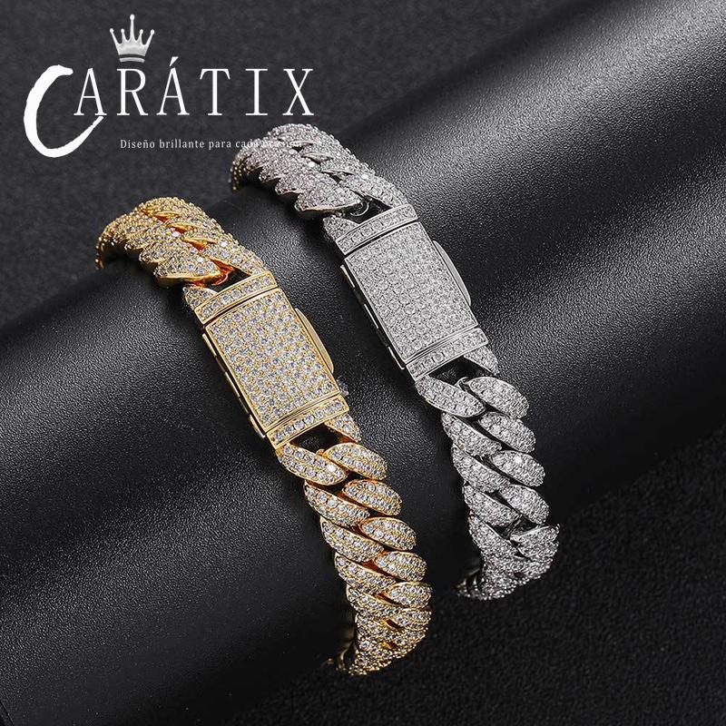 CARÁTIX 10mm Round Cuban Miami Link Chain Necklace 7"-24" – Iced Out CZ Hip Hop Jewelry for Men & Women