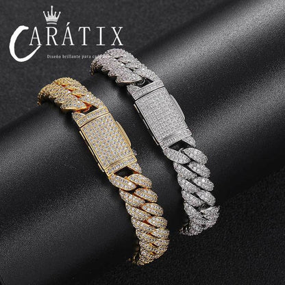 CARÁTIX 10mm Round Cuban Miami Link Chain Necklace 7"-24" – Iced Out CZ Hip Hop Jewelry for Men & Women