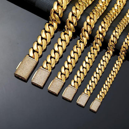 CARÁTIX Golden Cuban Chain | Iced Out Dense Link Hip Hop Necklace for Men - CaratixJewelry