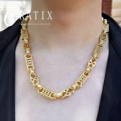 CARÁTIX 10mm Coin Chain Necklace – Gold Plated Hip Hop Bling Jewelry for Men | Creative Chino Link Design