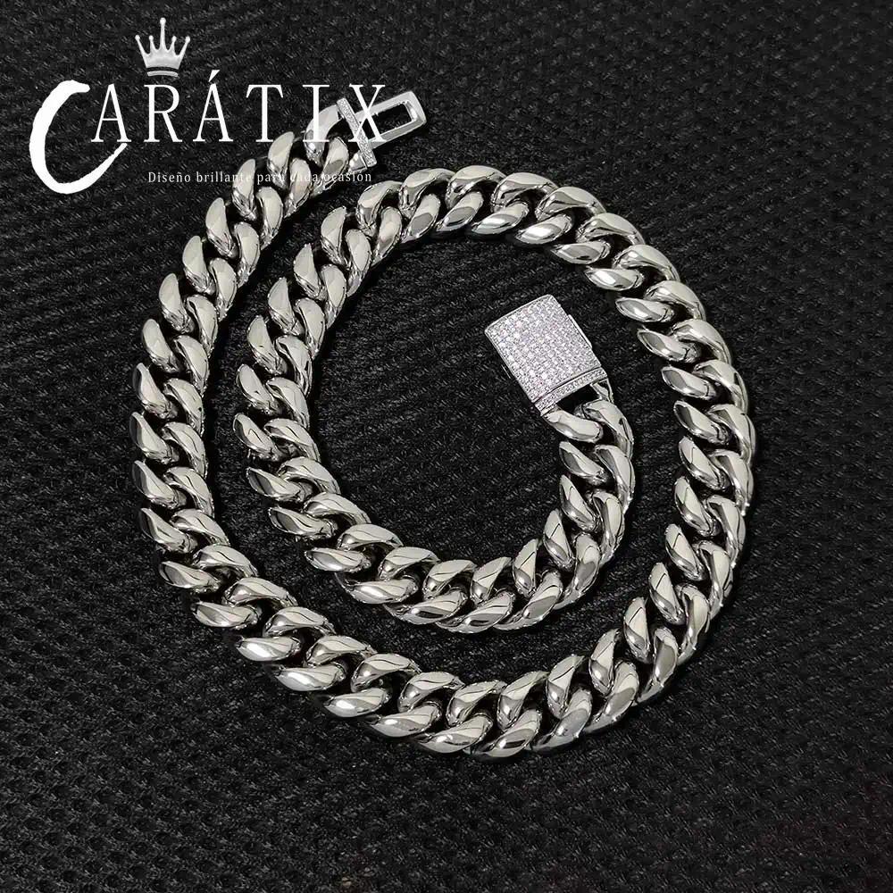 CARÁTIX 18mm Cuban Link Choker Necklace – Custom CZ Clasp Iced Out Hip Hop Miami Chain Jewelry for Men | Thick Bling Gift