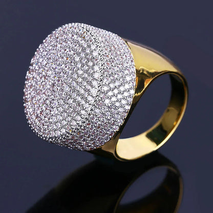 Men's Heavyweight Iced Out Signet Ring | Large Dome Micro-Pave Band | Caratix