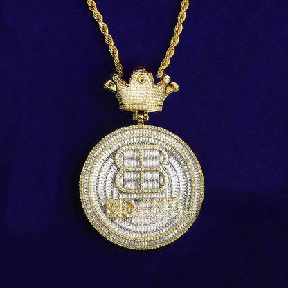 Iced Out "Crown Clasp" Initial Pendant | Men's Punk Hip Hop Letter Necklace - CaratixJewelry