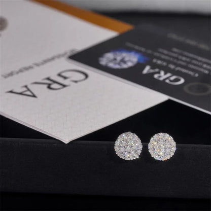 New S925 Silver D Color Moissanite Round Stud Earrings - CaratixJewelry