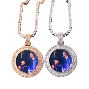 Baguette Cut Tennis-Style Custom Photo Pendant Necklace – Iced Out Hip Hop Jewelry - CaratixJewelry
