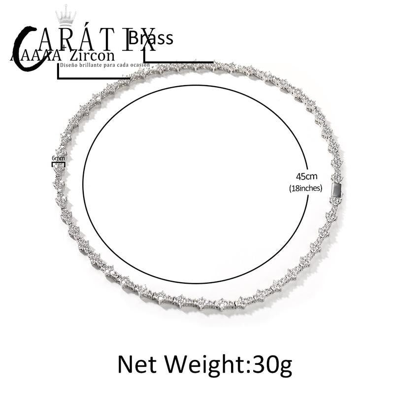 CARÁTIX 7-22" Plum Blossom Tennis Link Chain Choker Necklace – Iced Out Hip Hop Jewelry for Men & Women