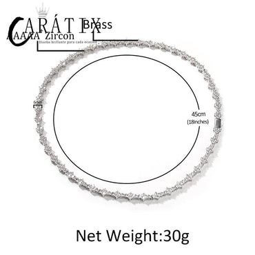 CARÁTIX 7-22" Plum Blossom Tennis Link Chain Choker Necklace – Iced Out Hip Hop Jewelry for Men & Women