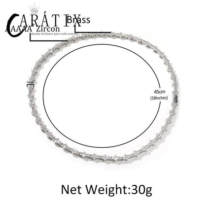 CARÁTIX 7-22" Plum Blossom Tennis Link Chain Choker Necklace – Iced Out Hip Hop Jewelry for Men & Women