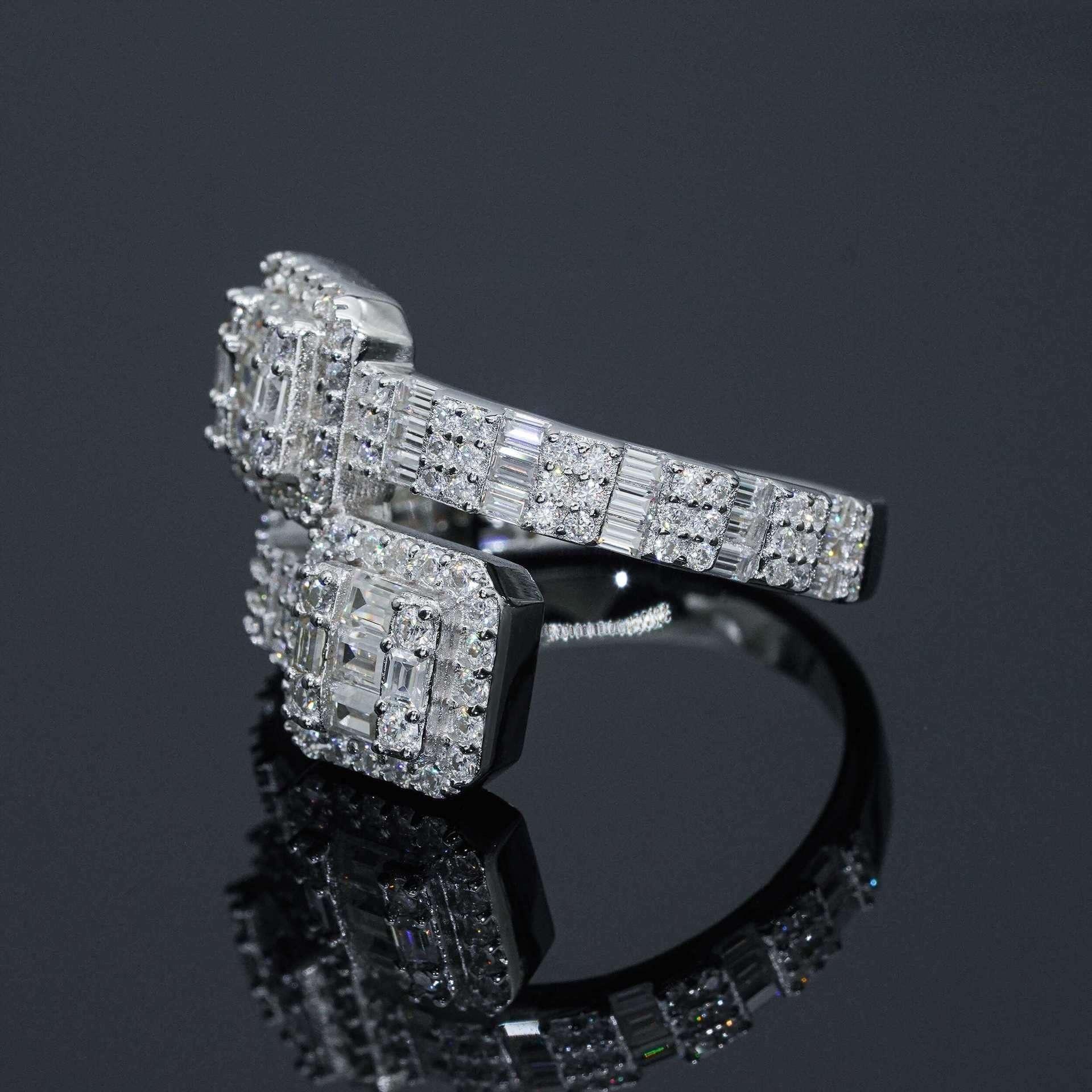 Step-Cut Moissanite Men’s Ring | S925 Silver Luxury Hip Hop Jewelry - CaratixJewelry