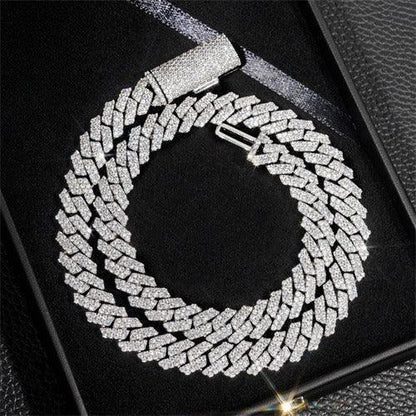 10mm D-Shape Moissanite Cuban Link Necklace | S925 Silver Iced Out Chain - CaratixJewelry
