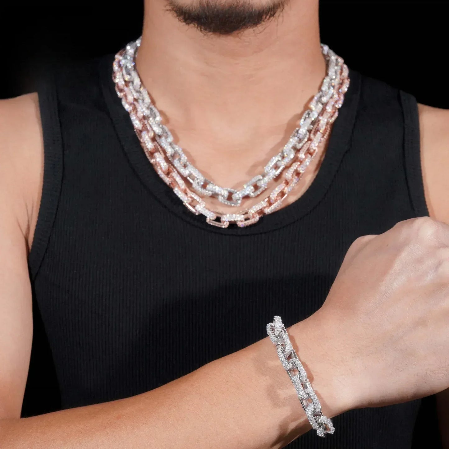 10mm Moissanite Cuban Link Bracelet with Figure-8 Clasp – S925 Sterling Silver Iced-Out Hip Hop Men’s Streetwear Jewelry - CaratixJewelry