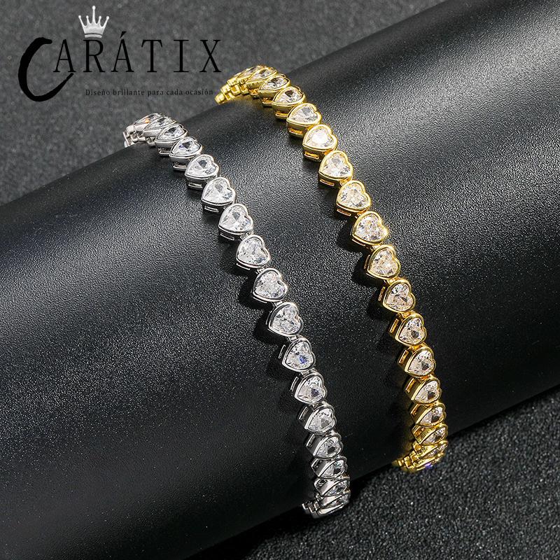 CARÁTIX - Hip Hop Bing Iced Out Heart Shape CZ Stone Tennis Link Chain Chokers Necklaces for Men Women Unisex Lovers Rapper Jewelry Gift Valentine's Day Gift for Men & Girls & Boys Mothers' Day Gift #Springtok