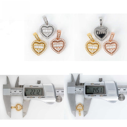 S925 Sterling Silver Moissanite Heart Pendant | Hip Hop Iced Out Heart Charm | Caratix