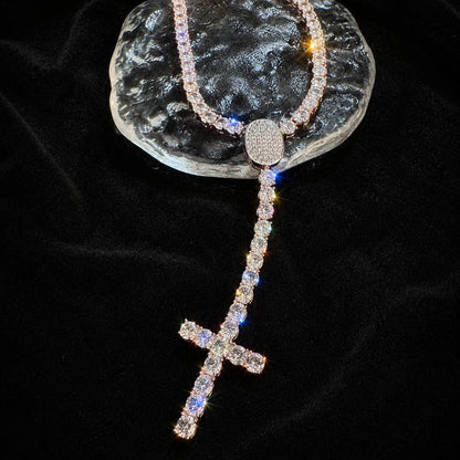 CARATIX Iced Out 5A CZ Cross Pendant Tennis Chain Necklace