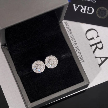 925 Silver Floral Rectangle Moissanite Stud Earrings - CaratixJewelry