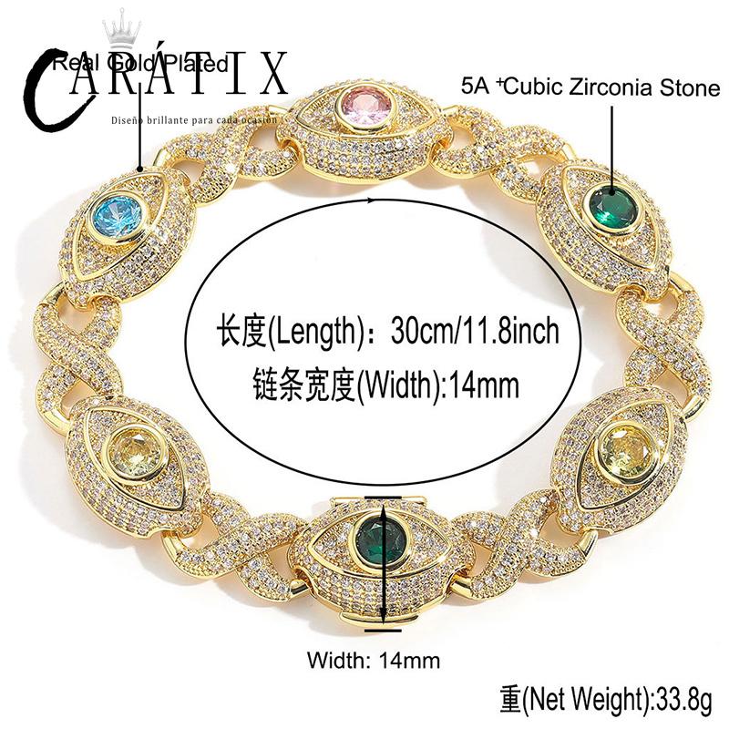 CARÁTIX Hip Hop Round Cuban Chain Necklace – Colorful CZ Iced Out Infinity Link Jewelry for Men & Women