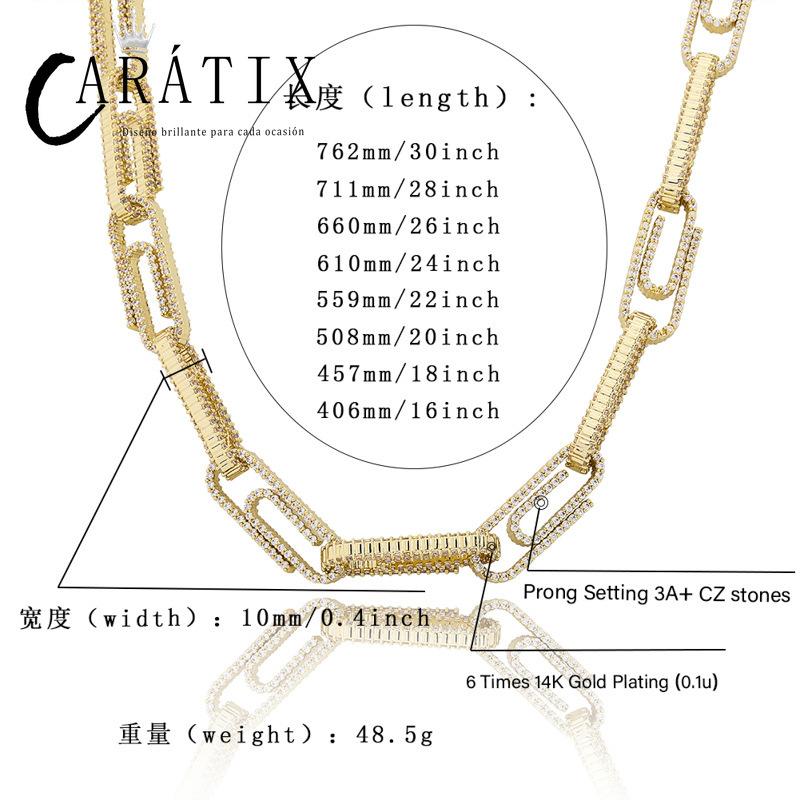 CARÁTIX AAA+ CZ Iced Out Pin Link Chain Necklace – Gold & Rose Hip Hop Bling Jewelry for Men & Women | Rapper Gift