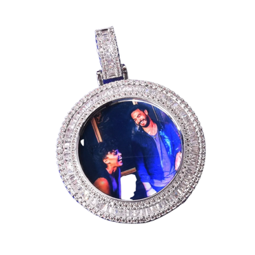 Baguette Cut Tennis-Style Custom Photo Pendant Necklace – Iced Out Hip Hop Jewelry - CaratixJewelry