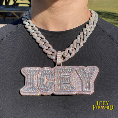Collar con colgante personalizado con nombre personalizado y dos capas de diseño Lux