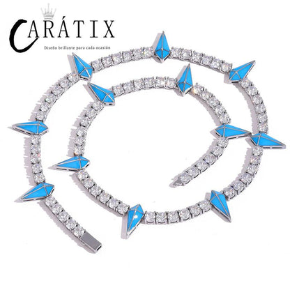 CARÁTIX Spike Tennis Chain | 3A+ CZ Iced Out Hip Hop Necklace for Men