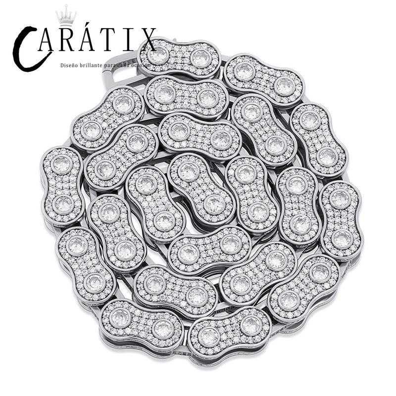 CARÁTIX Motorcycle Link Chain | 3A+ CZ Iced Out Hip Hop Biker Necklace for Men
