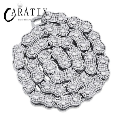 CARÁTIX Motorcycle Link Chain | 3A+ CZ Iced Out Hip Hop Biker Necklace for Men
