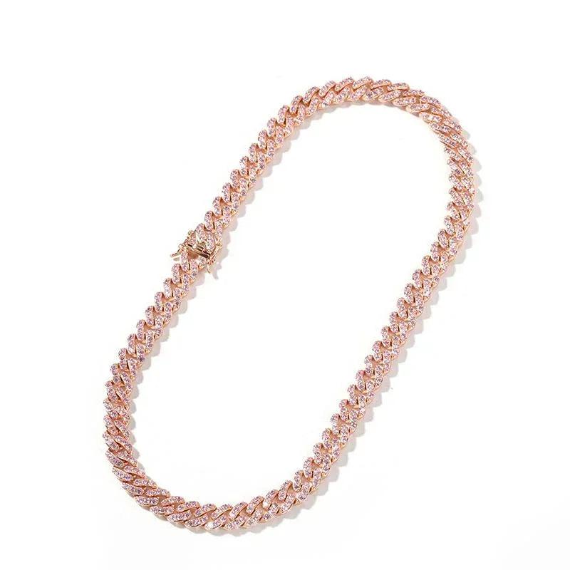 CARÁTIX Pink Zircon Iced Out Cuban Choker | Luxury CZ Bling Necklace for Men & Women (14"-20") - CaratixJewelry
