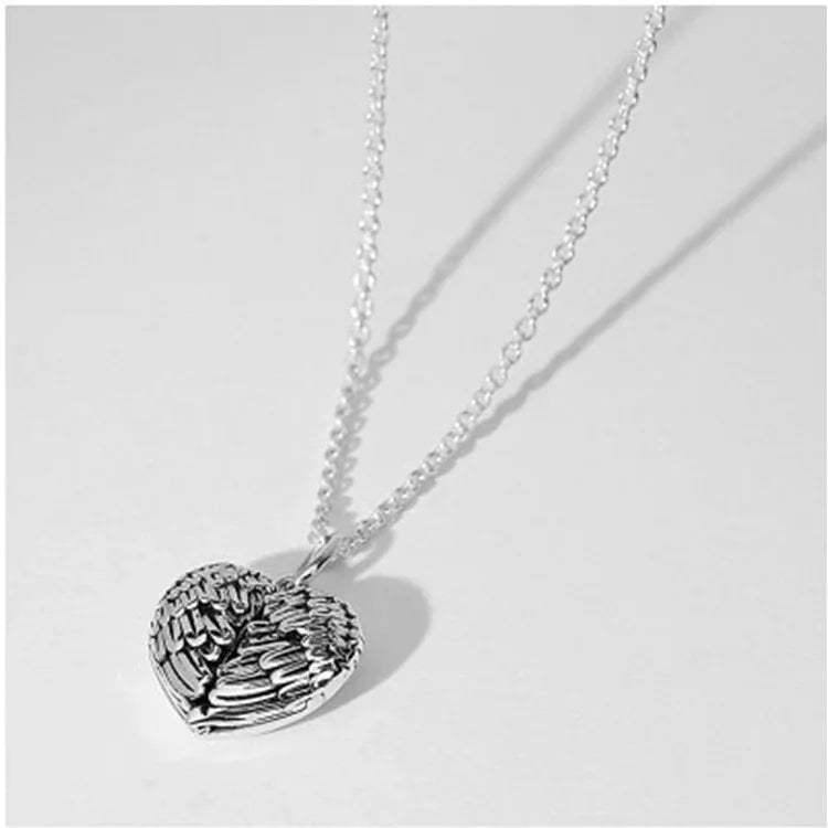 S925 Sterling Silver Angel Wings Necklace | Custom Photo Memory Pendant | Caratix