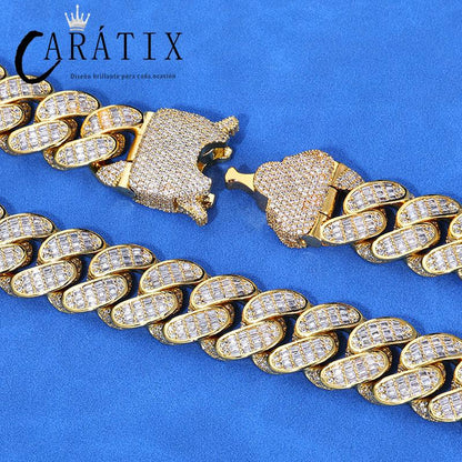 CARÁTIX 18mm Cuban Miami Chain | 5A+ CZ Iced Out Solid Round Hip Hop Necklace for Men