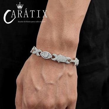 CARÁTIX Luxury Full Pave Zircon Eye & Cross Infinity Link Chain Necklace – Hip Hop Jewelry for Women & Men