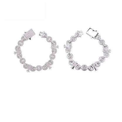 10mm Moissanite Cross Cuban Link Bracelet | S925 Silver Hip Hop Jewelry - CaratixJewelry