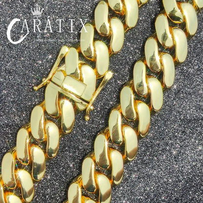 CARÁTIX 22MM Miami Cuban Link Chain Necklace – Brass Hip Hop Jewelry, Thick & Bold for Men & Women