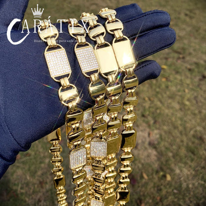CARÁTIX Square Box Chain Necklace – AAAAA Zircon Iced Out Hip Hop Bling Jewelry for Men | Multi-Size Chino Link Chain