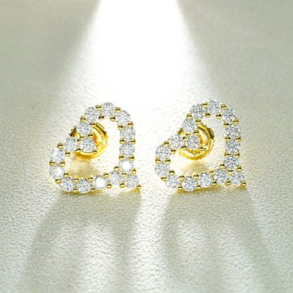 S925 Sterling Silver Heart-Shaped Moissanite Studs | D Color VVS1 Diamond Tester Proven | Caratix