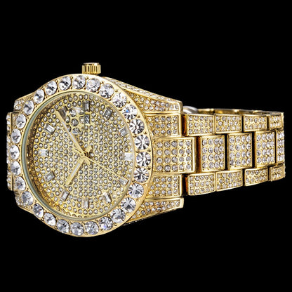 Double Diamond Baguette Numerals Iced Out Diamond Watch – Luxury Hip Hop Timepiece