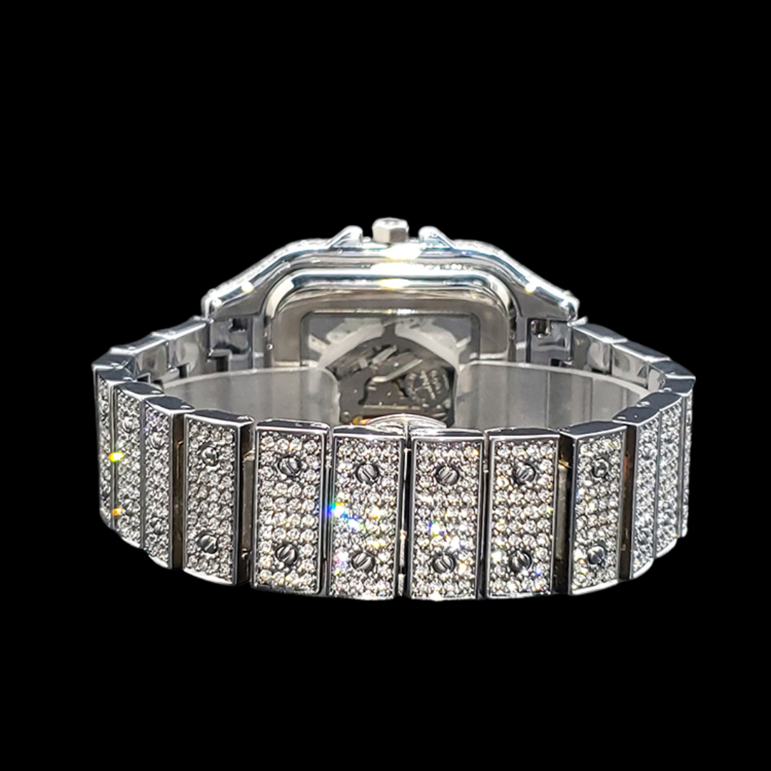 Skeleton Red Dial VVS Iced Out Diamond Designer Watch – Luxury Hip Hop Style