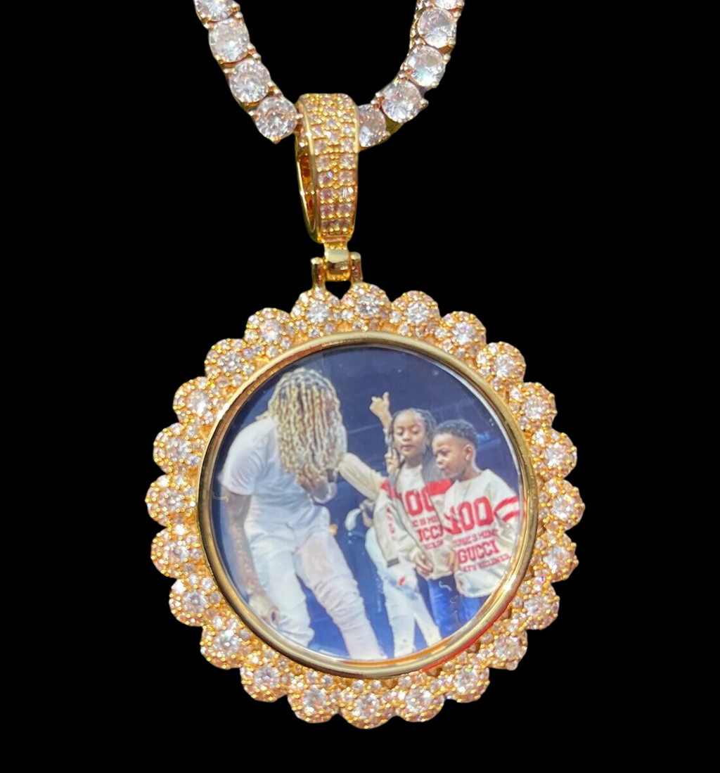 Flower Tennis Custom Photo Picture Pendant Necklace 