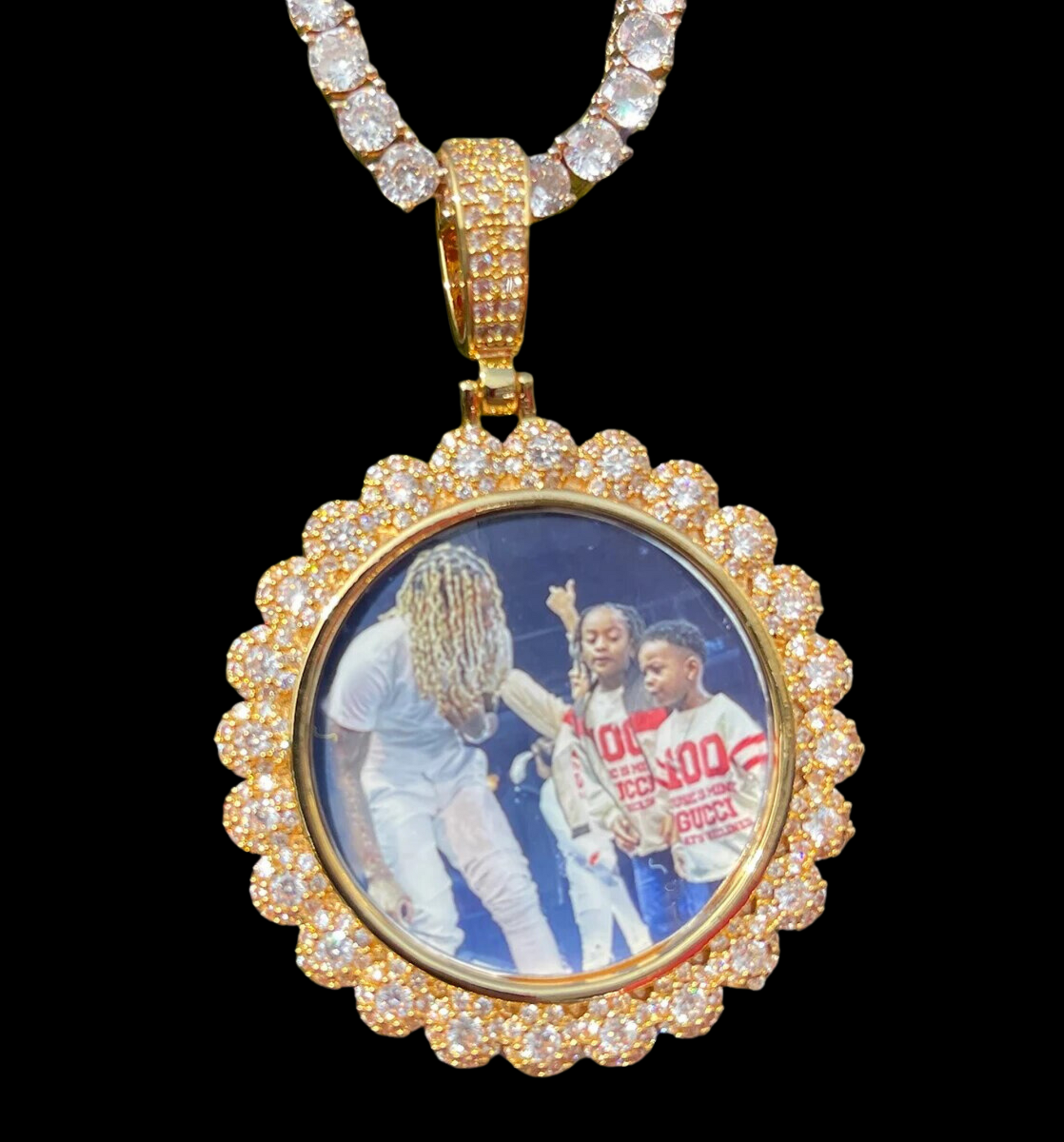 Flower Tennis Custom Photo Picture Pendant Necklace 